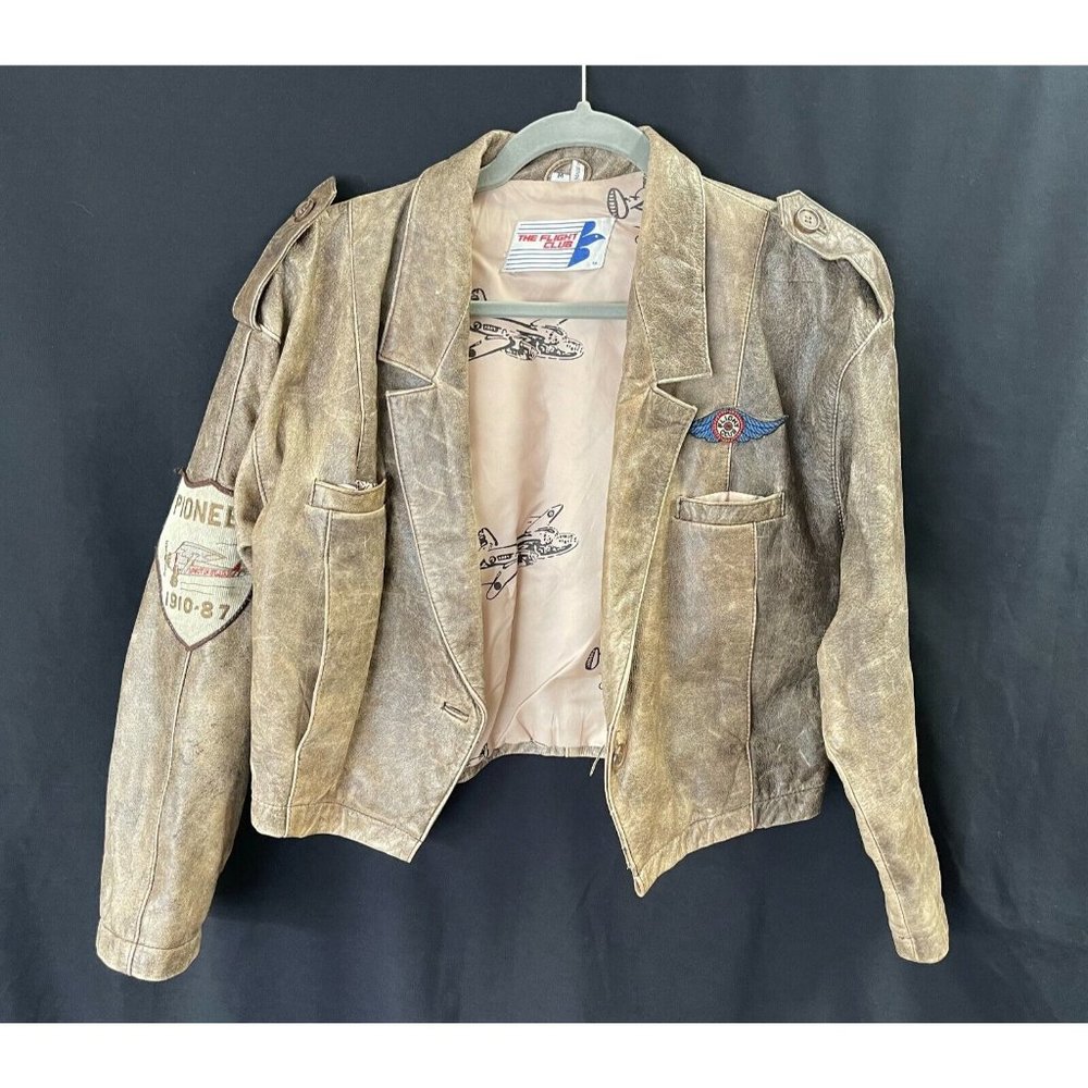 The Flight Club Aviator Jacket Leather Womens Medium Pioneer 1910-87 Patch